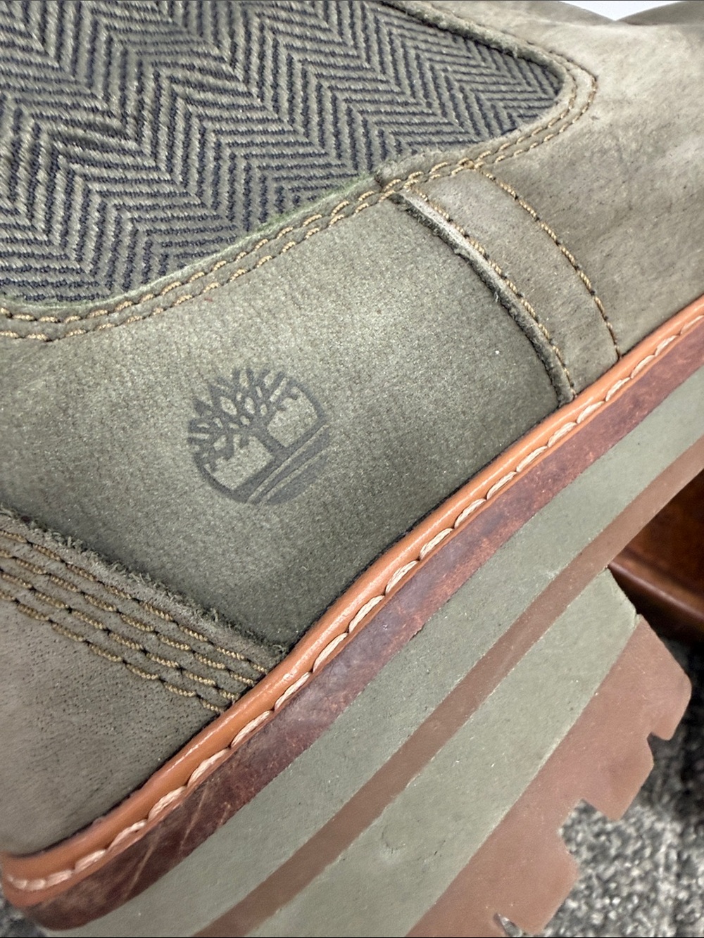 Timberland Boots Wm 8.5 Courmayeur Valley Chelsea Olive Green Nubuck Slip On - Picture 8 of 11